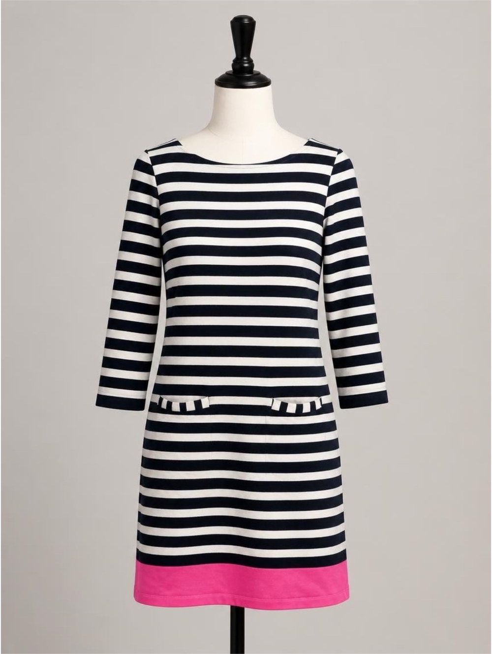Lilly Pulitzer Striped Cotton Spandex Dress with Pink Hem Size S